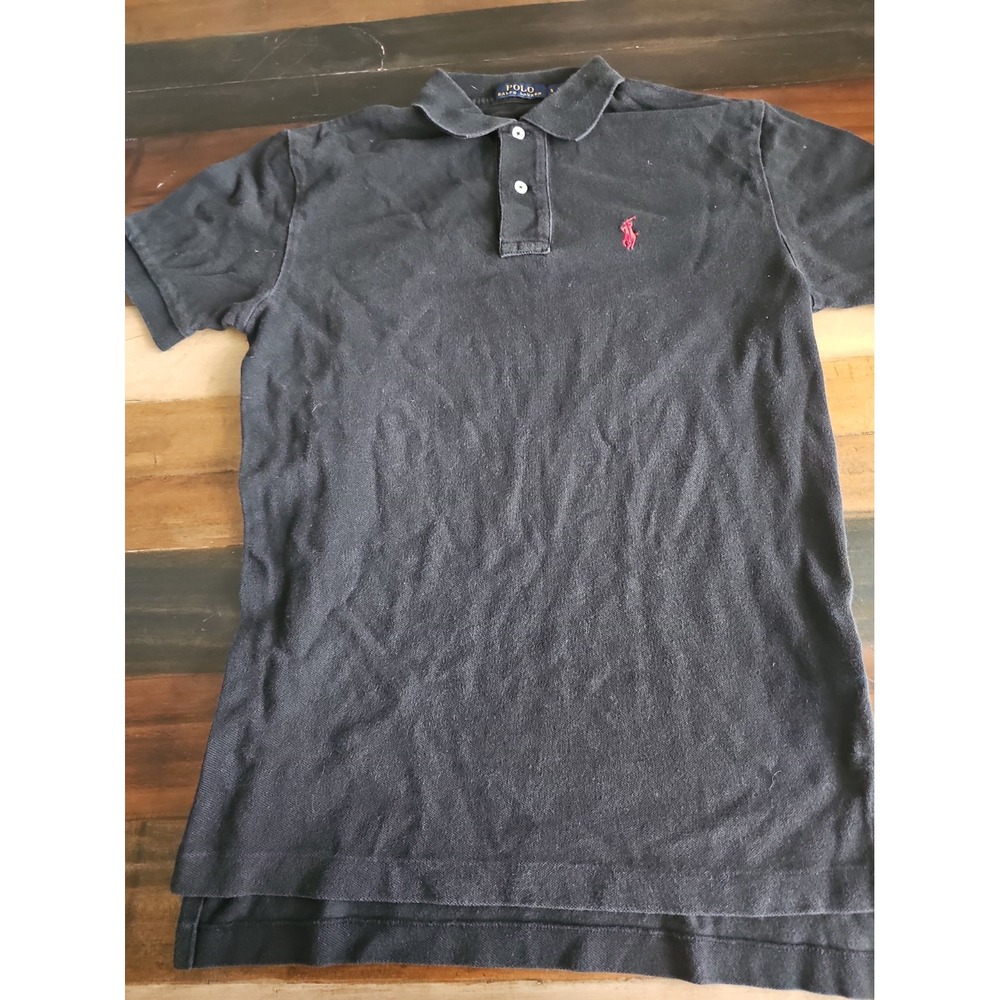 Polo Ralph Lauren Men's Small Black Polo Shirt Red Pony 100% Cotton Classic 0066
